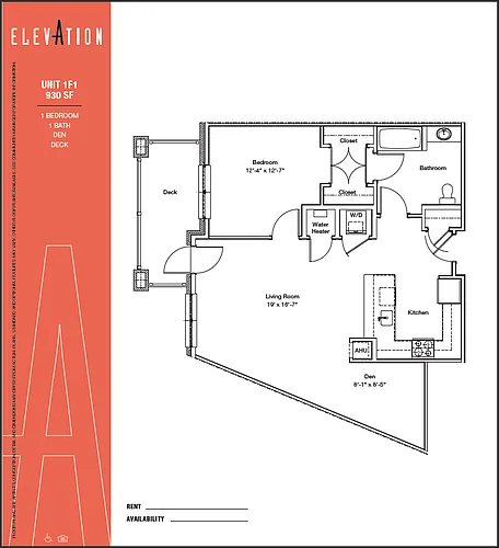 Floor plan One Bedroom Den F
