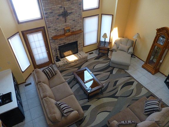 Great Room
						:
						View from loft and wood burning fireplace