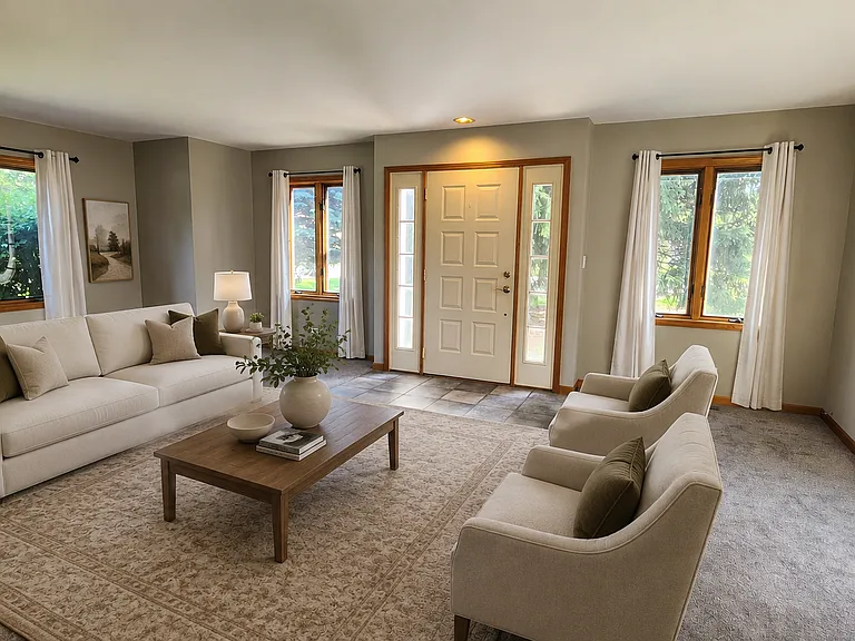 Formal living room Virtually Staged. Furniture shown is for illustration only.