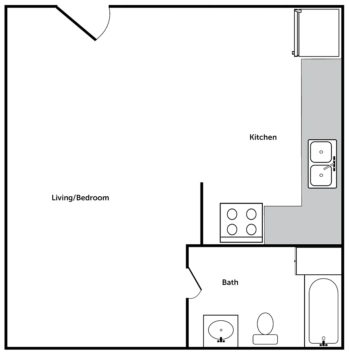 Floor plan 0 bedroom 1 bath