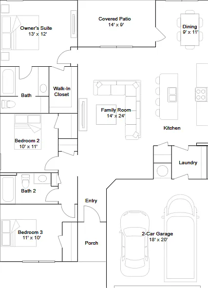 3 bed, 2.0 bath, 1446 sqft, $1,460 — Photo 3