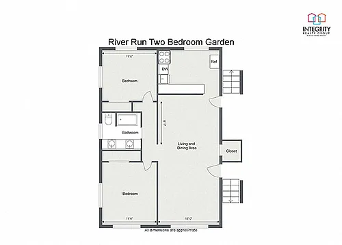 Floor plan 2 Bedroom 1 Bath Apartment