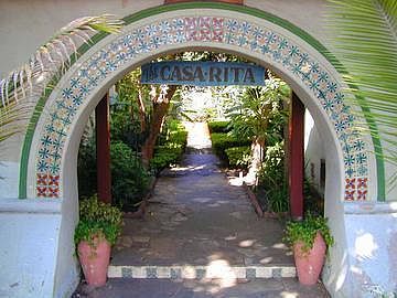 near the front entrance to the courtyard.