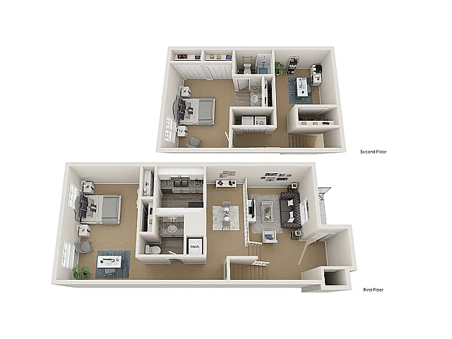 Floor plan 2x2 Townhome w/ Den