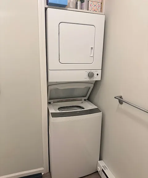 Private laundry in bath.