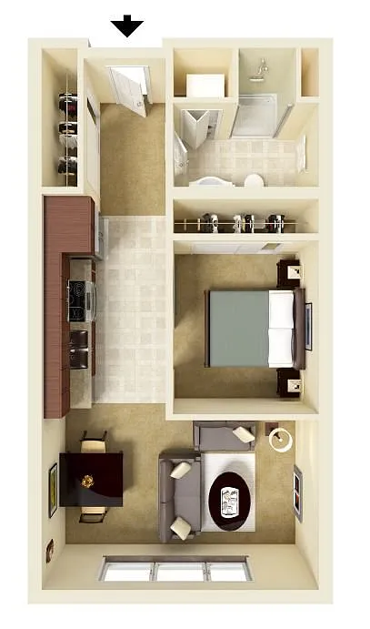 Floor plan Open one bedroom