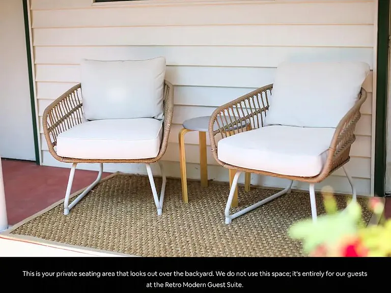 Backyard seating area.