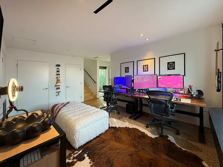 Flex space is currently used as a podcast studio.