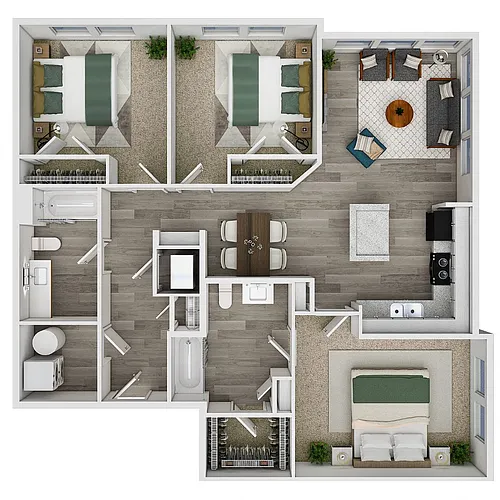 Floor plan 3 Bedrooms | Market-Rate
