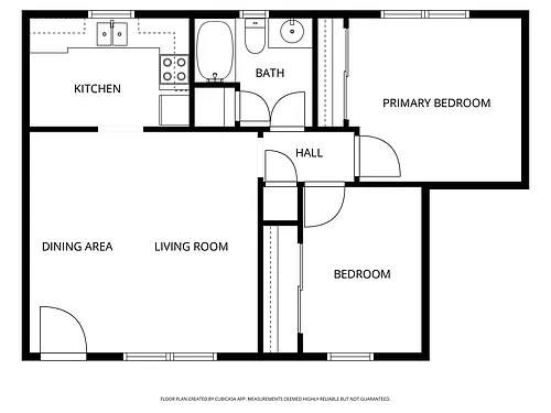 Floor plan 2 Bed 1 Bath