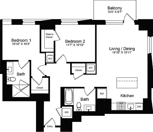 Floor plan 2 Bedroom S