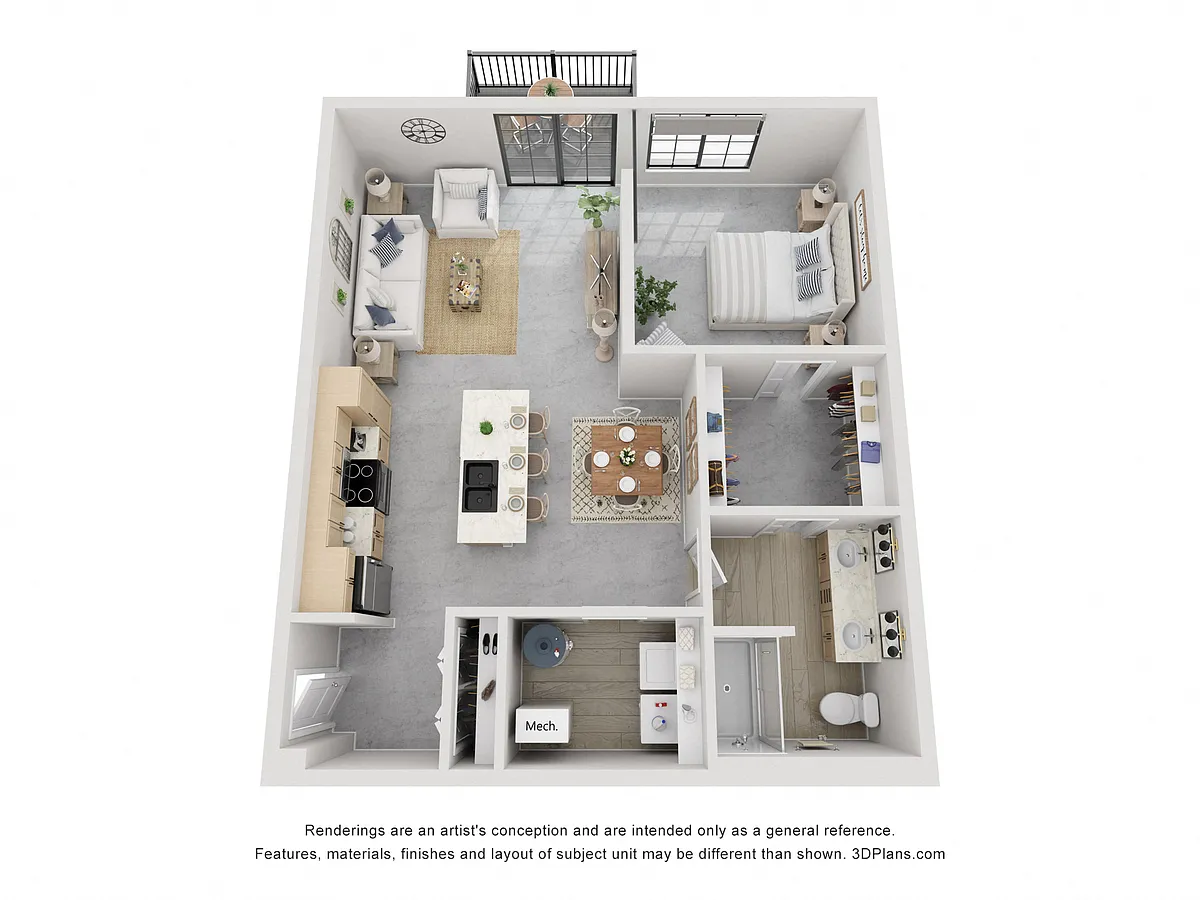 Floor plan Iron - 1 Bedroom 1 Bathroom