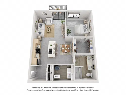 Floor plan Iron - 1 Bedroom 1 Bathroom
