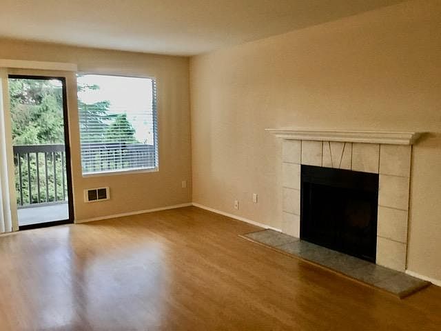Living room with working fireplace