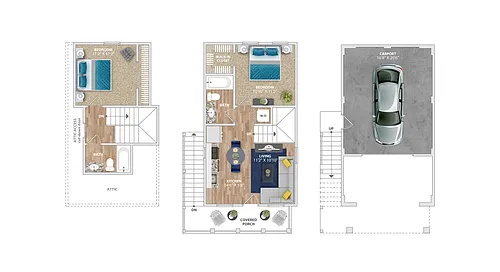 Floor plan Tybee Garage - 1 Bedroom Loft