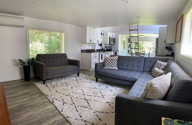 Open concept. Living room, kitchen, eating nook.