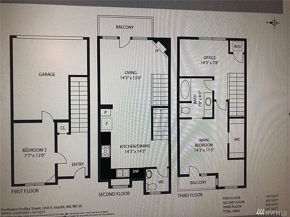 Great floor plan for remote working, with up to 3 separate work stations.