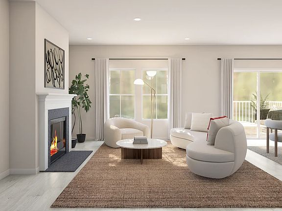 Great room with decorative fireplace - Artist Rendering
