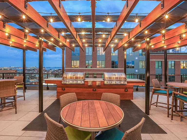 The Sky Terrace with gas grills, lounge areas and views