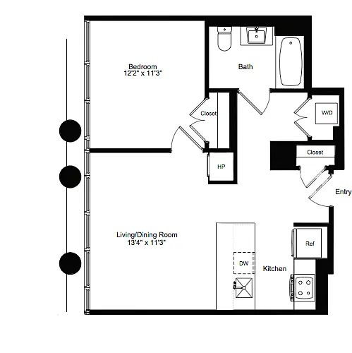 Floor plan One Bedroom N 3-13