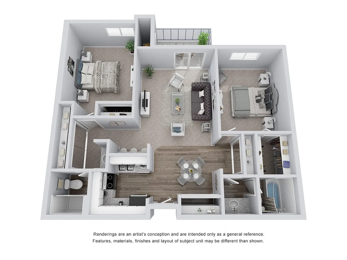 Floor plan B3: 2 Bed 2 Bath