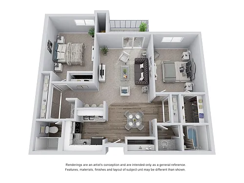 Floor plan B3: 2 Bed 2 Bath