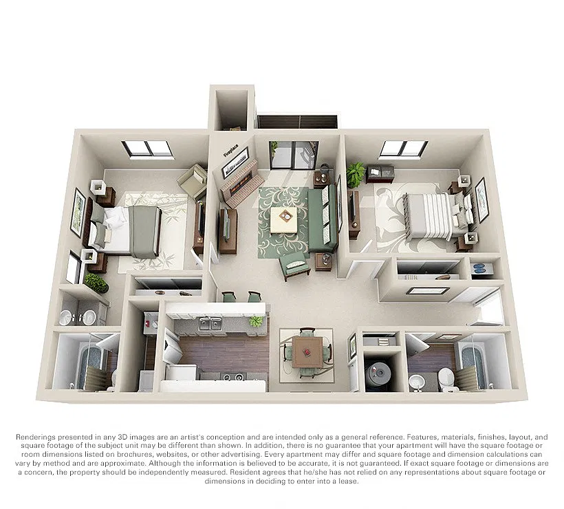 Floor plan 2x2 Renovated Spruce