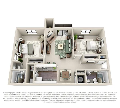 Floor plan 2x2 Renovated Spruce