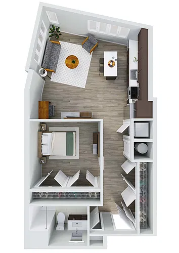 Floor plan Fleet: 1 Bedroom Apartment