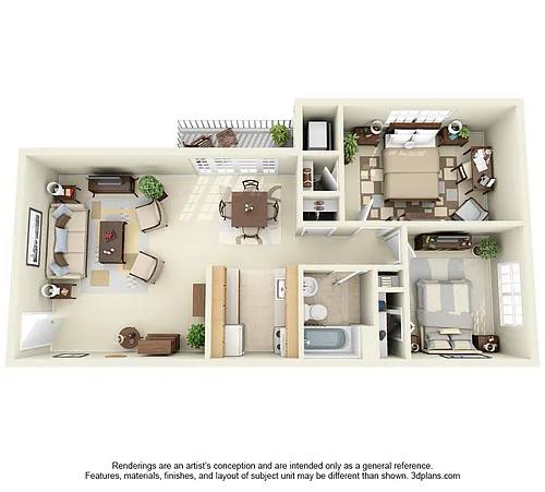 Floor plan Two Bedroom One Bathroom