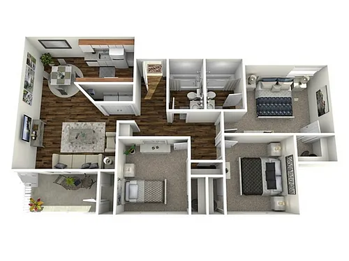 Floor plan 3 Bed, 2 Bath B Upgraded