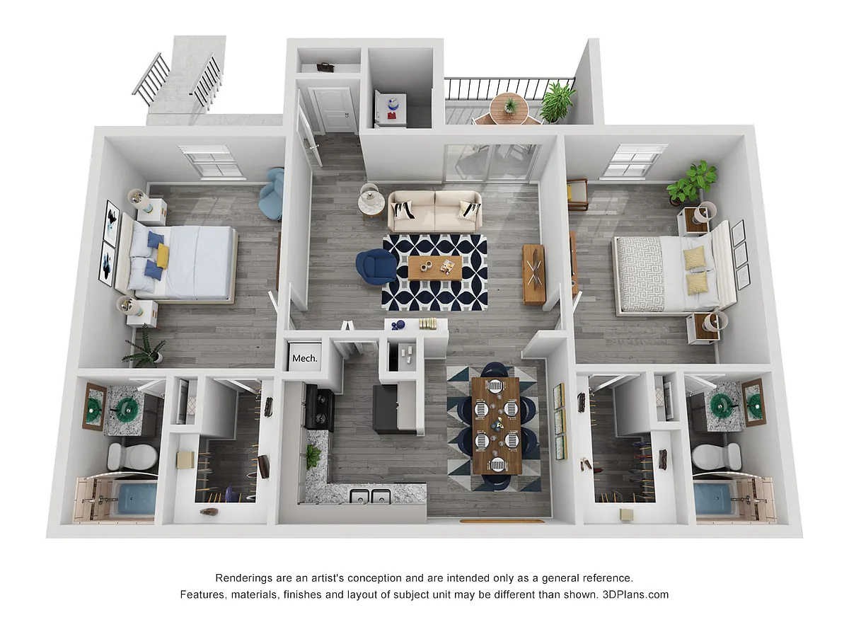 Floor plan 2x2A Renovated 990 sq ft