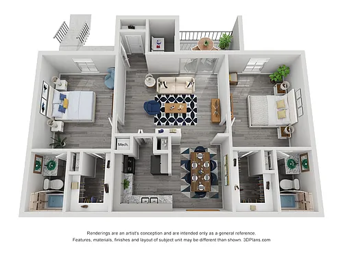 Floor plan 2x2A Renovated 990 sq ft