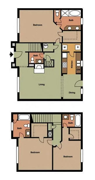 Floor plan Three Bedroom/3.5 Baths