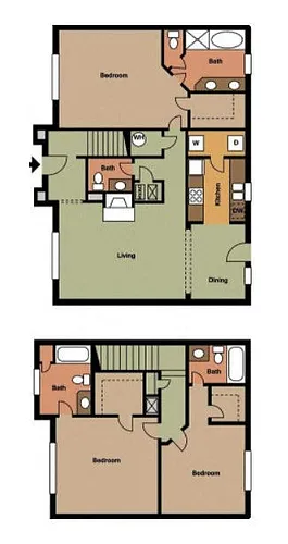 Floor plan Three Bedroom/3.5 Baths