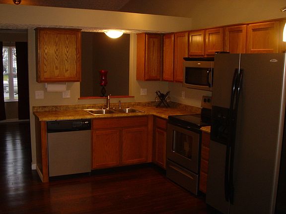 New countertops, stainless look appliances, sink, faucet and fixtures.