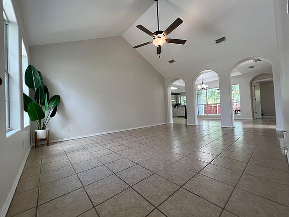 living room with high ceilings