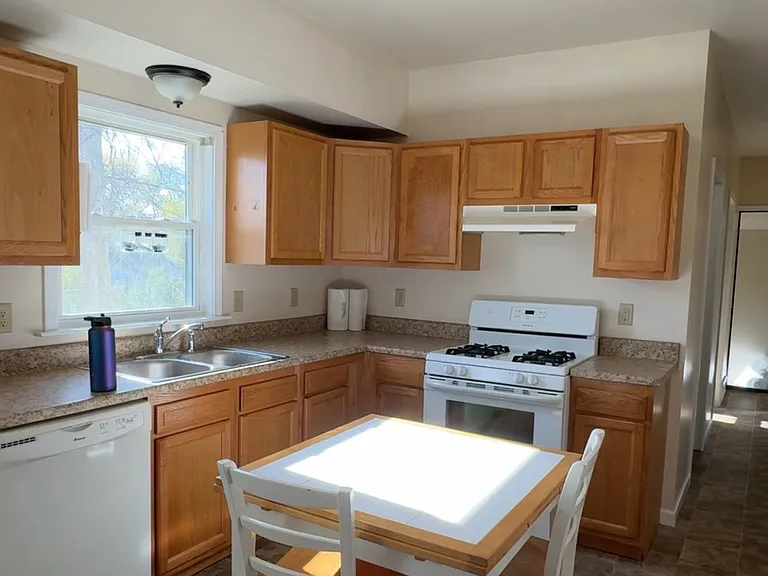 Kitchen area with plenty of storage and pantry.