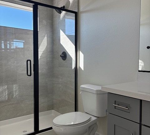 Luxury Bathroom with Elegant Black and Silver Accents