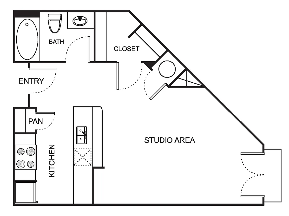 Floor plan E1-A Studio Reimagined