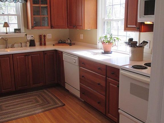 South facing kitchen with lots of natural lighting.