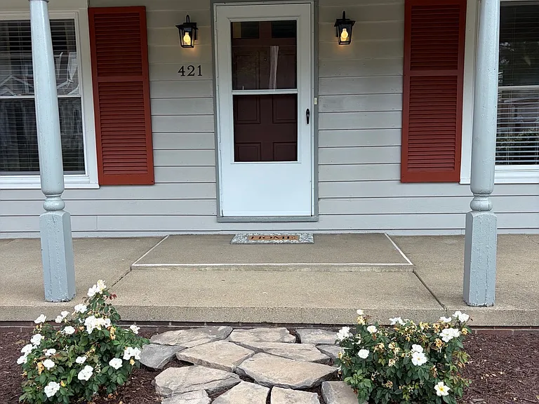 Stone walk to front door