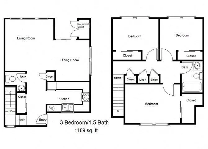 Floor plan Three Bedroom - B