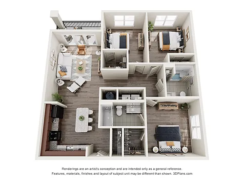 Floor plan 3 Bedroom 2 Bath