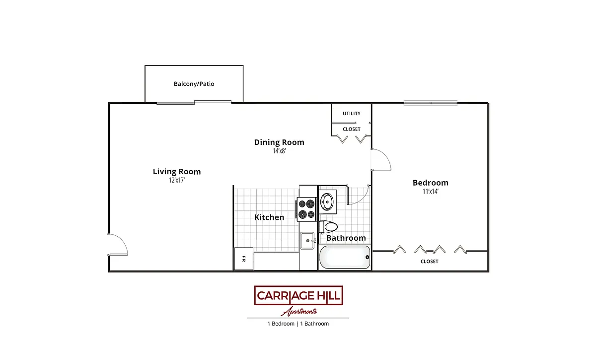 Floor plan One Bed, One Bath