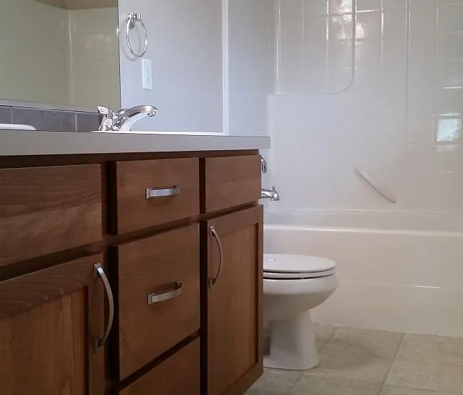 Master Bathroom with Dual Vanity, new light fixtures and lots of natural light.