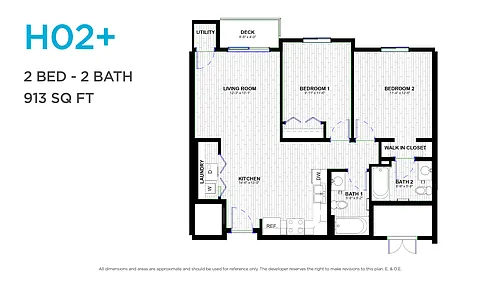 Floor plan Two Bedroom Two Bath