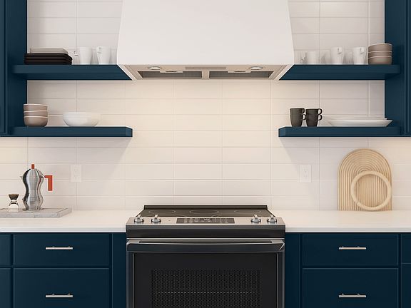 Open shelving in kitchen