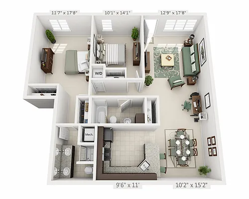 Floor plan Two Bedroom B2A