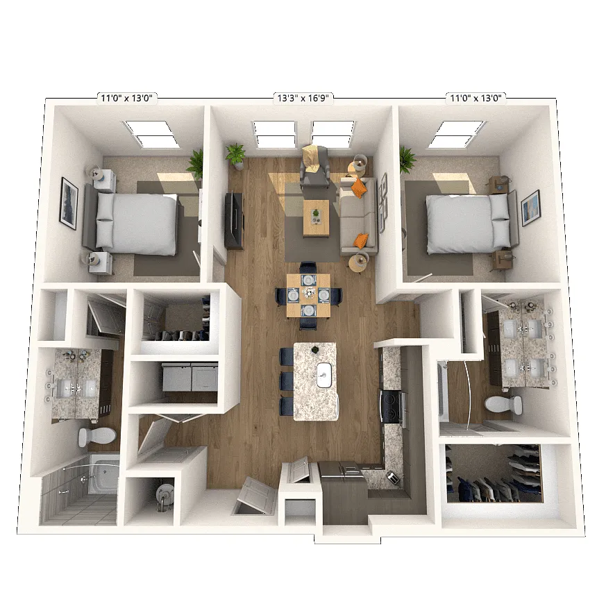 Floor plan B2 2x2 1112 SF
